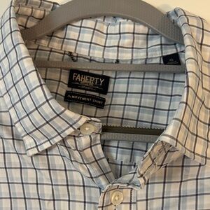 Faherty Men's White and Blue Checkered Shirt